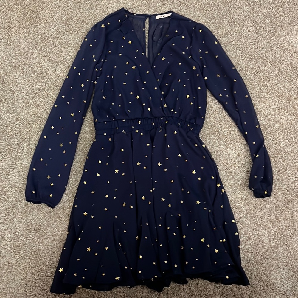 Navy juniors dress with gold stars